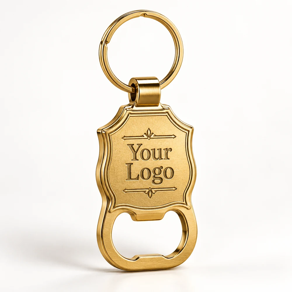 Gold Crest Tag Metal Keychain